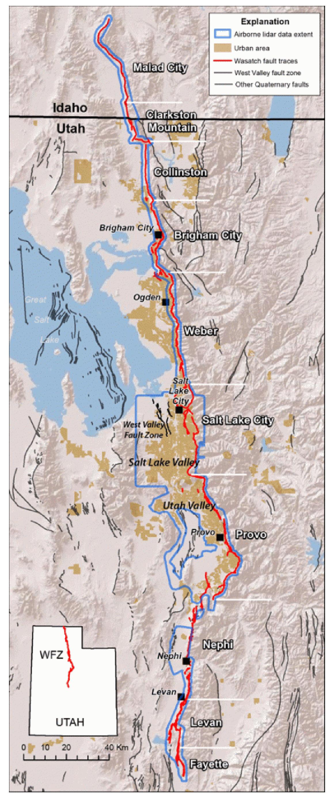Wasatch area fault map