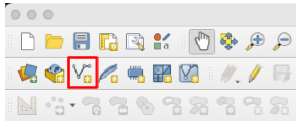 QGIS toolbar with the New Shapefile Layer button highlighted
